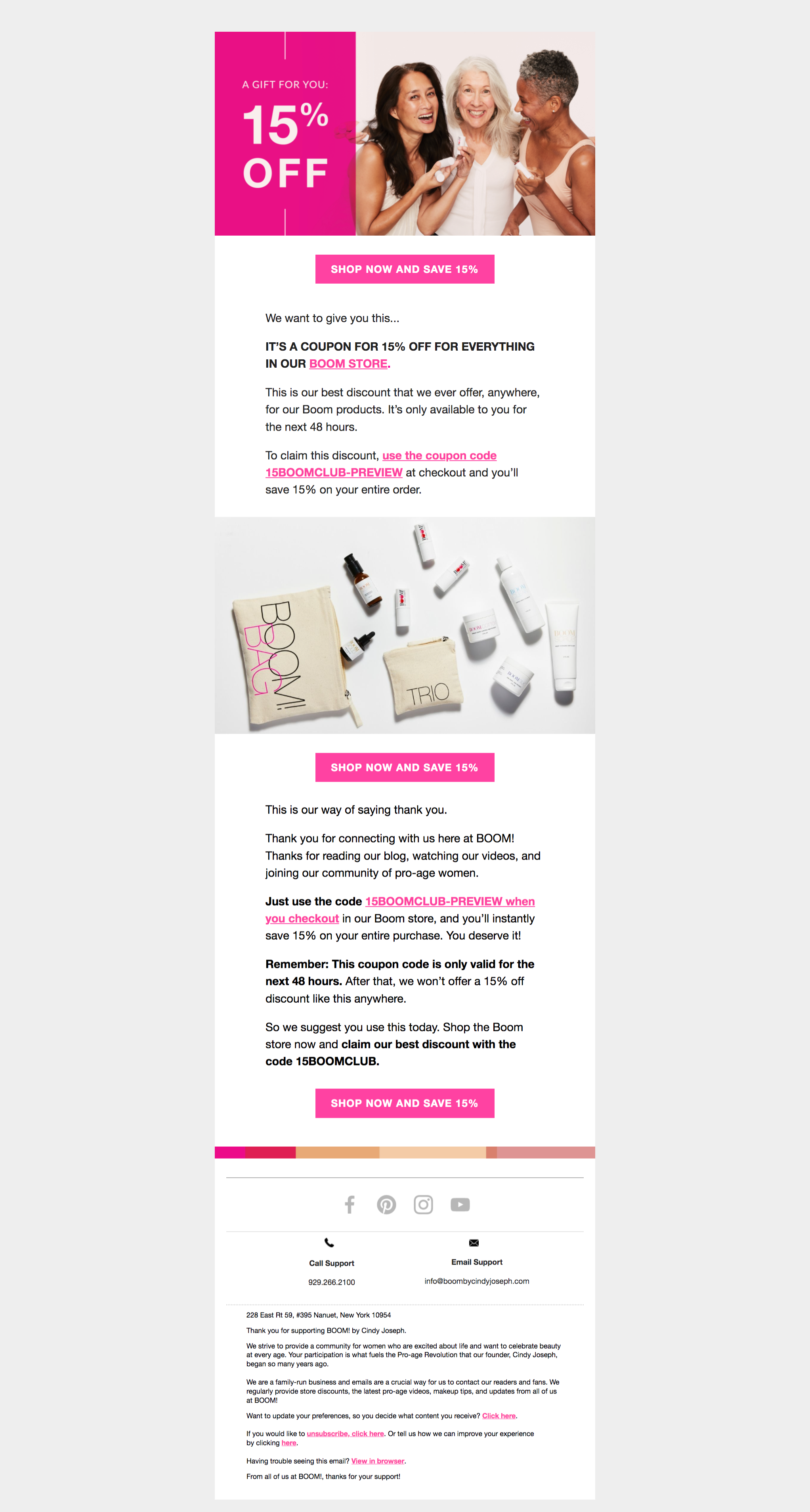 Win-back email three screenshot