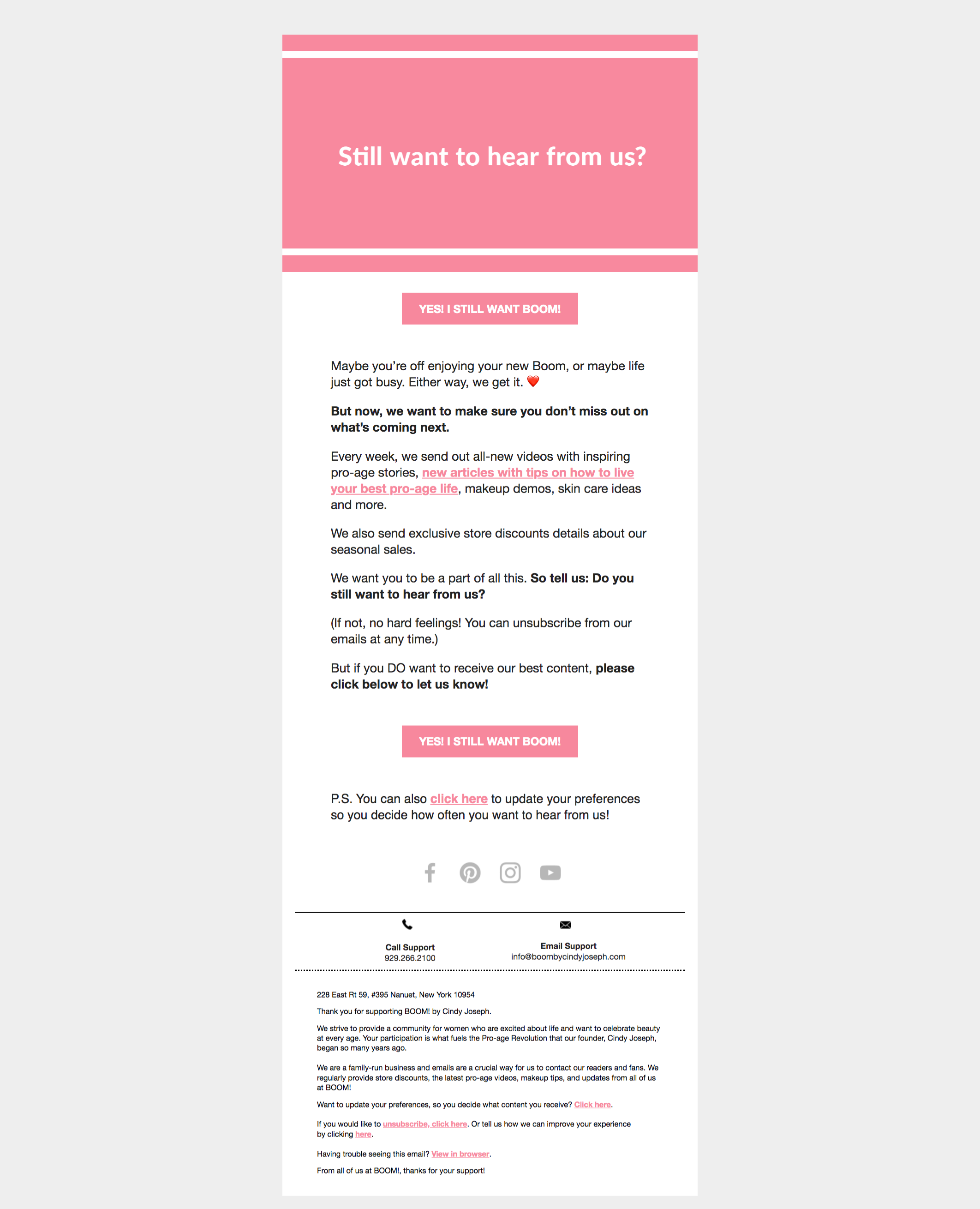 Sunset email one screenshot