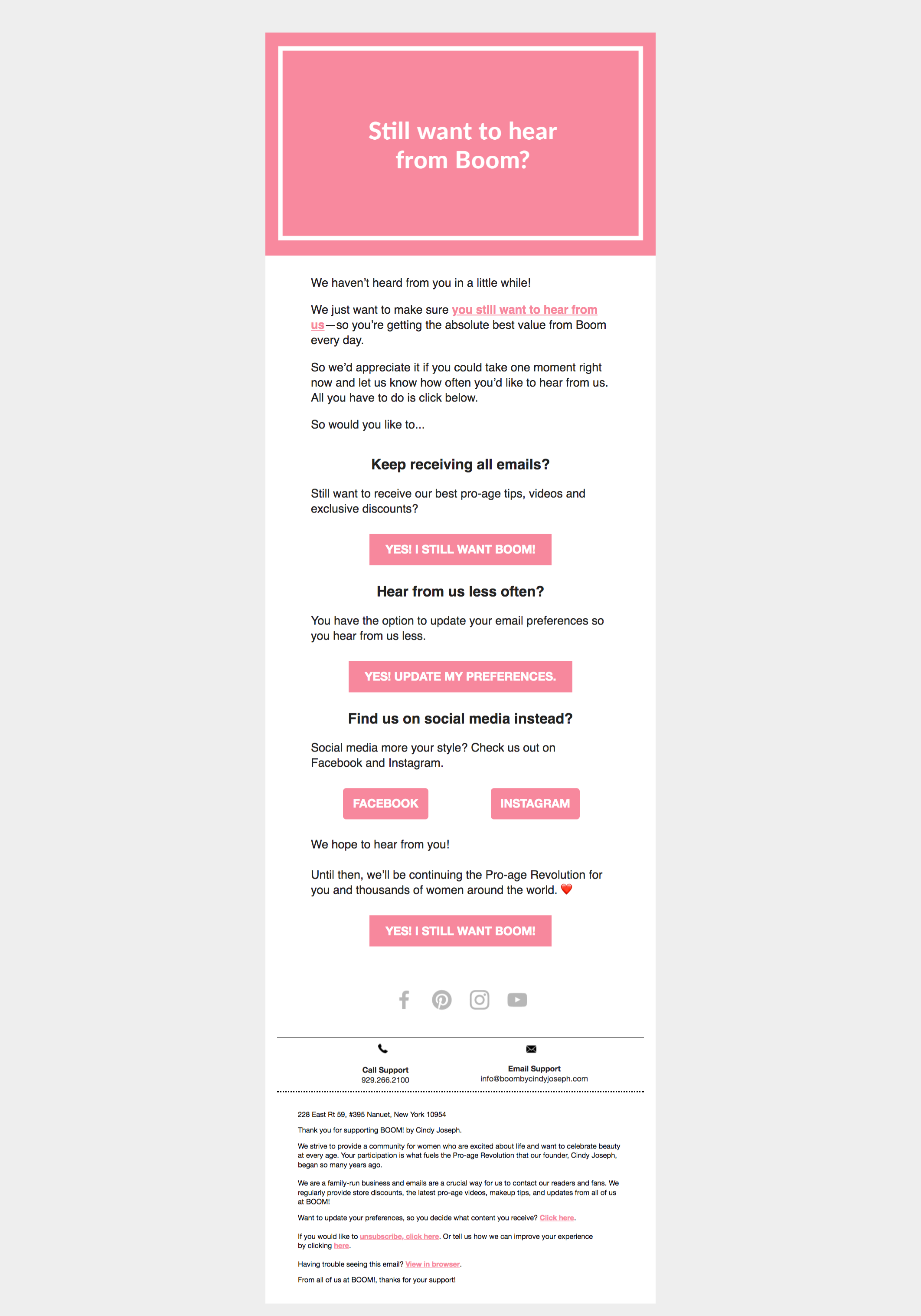 Sunset email two screenshot