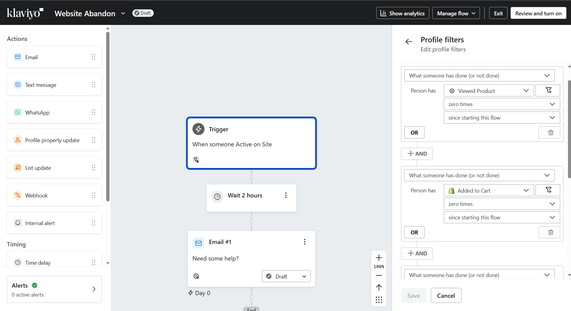 Site abandon flow preview