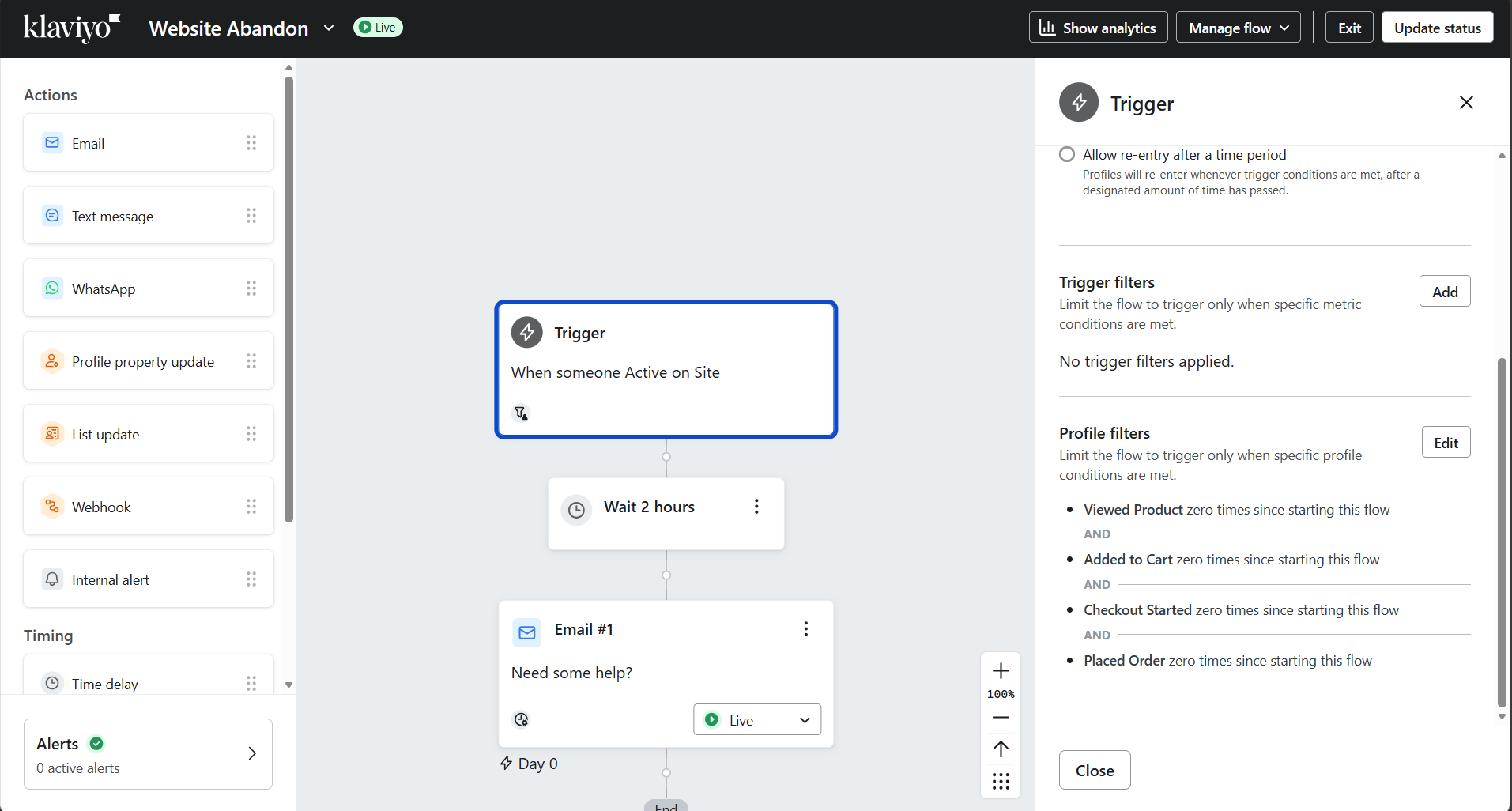 Site abandon flow preview