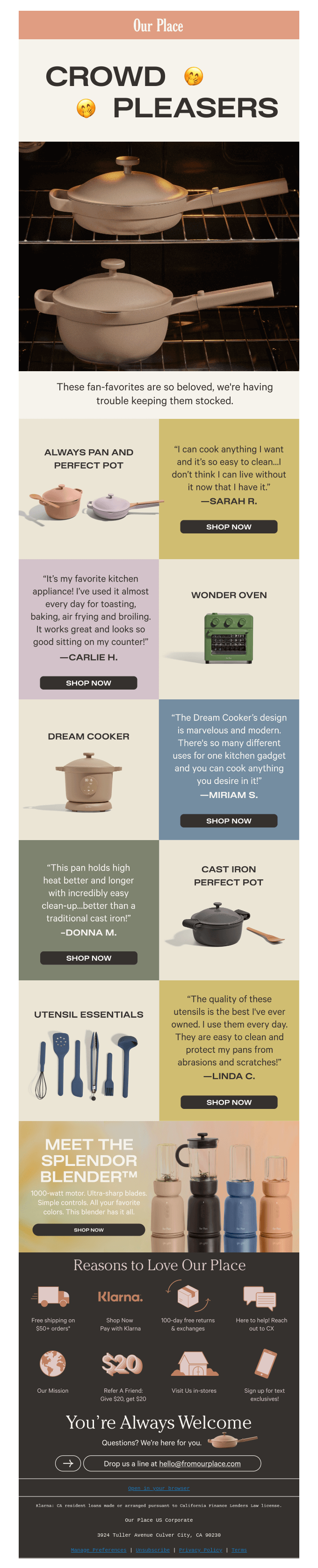 Crowd pleasers email design sample