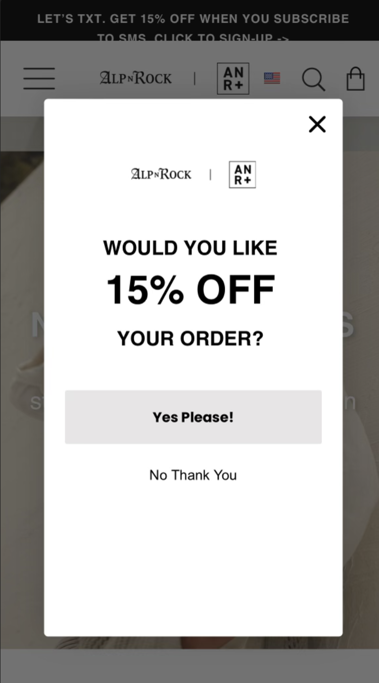 Alp N Rock popup design sample