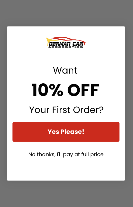 German Car Accessories popup design sample